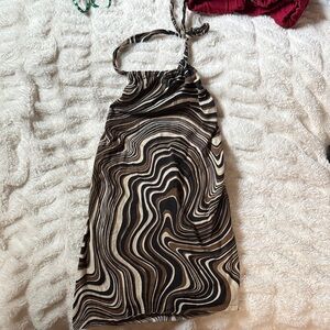 Swirl Pattern Halter Dress